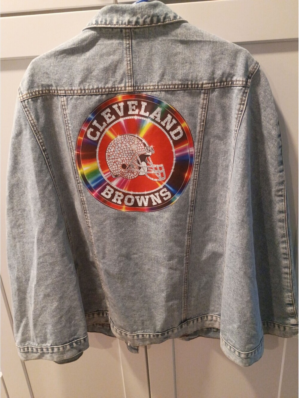 Cleveland Browns Light Wash Denim cape with Rainbow  Back Patch